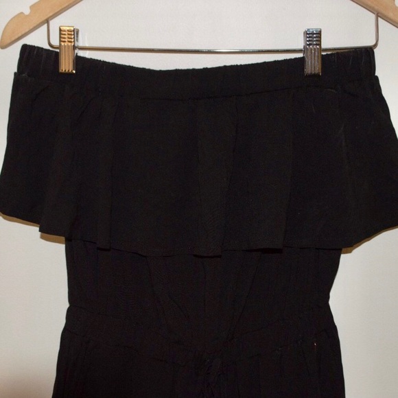 Black Guess Strapless Off-The-Shoulder Jumpsuit - Picture 8 of 10